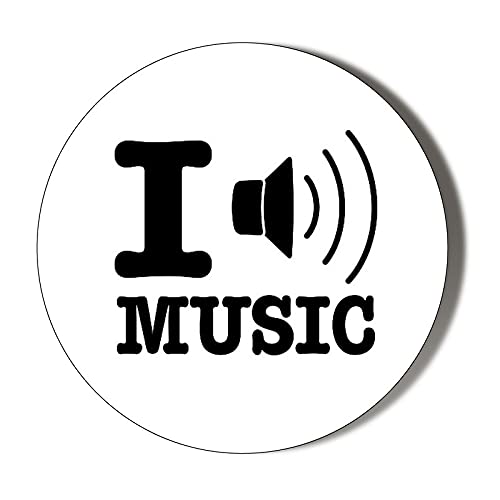 Gift Insanity White I Love Music 38Mm Round Fridge Magnet