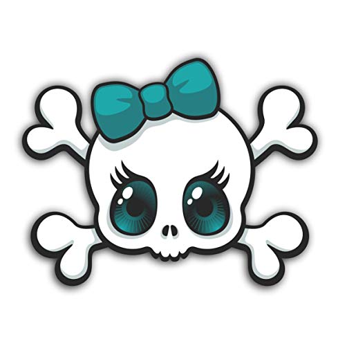 Teal Bow Skull Car Stickers Decals Waterproof Car Styling Bumper Stickers For Car Body Door Window Stickers Vinyl 5"