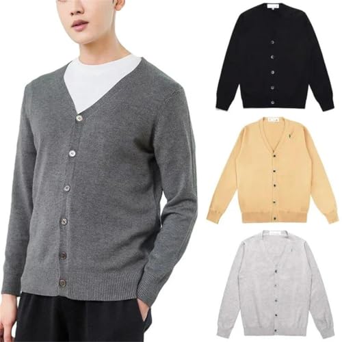 Men V-Neck Cardigan Cotton Heart Embroidery Single Breasted Long Sleeves Fit Sweater2