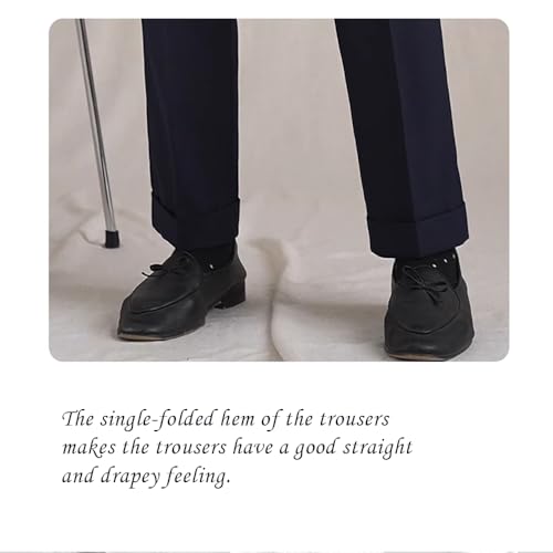 Men's High Waisted Pleated Dress Pants Adjustable Waistband Trousers Cuffed Hem Casual Chino Classic Fit Pant3