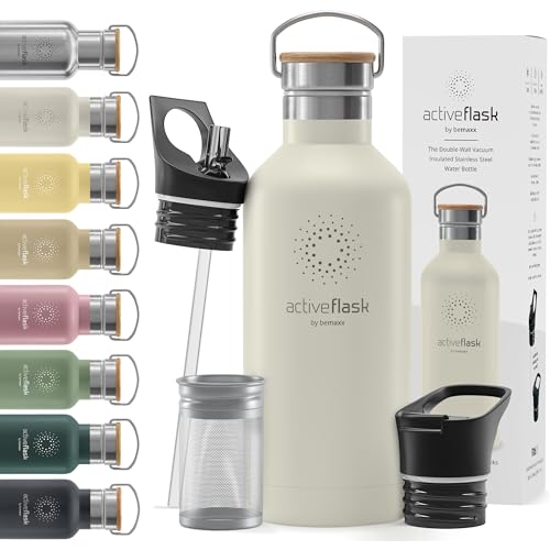 Comparison: Best Tea Infuser Water Bottle 11 Stainless Steel Water Bottle with Straw, Infuser & 3 Lids: 18/32 OZ Leak-Proof Vacuum Insulated ACTIVE FLASK Drinking Bottles Hot Cold: Double Walled Outdoor Drink Thermo Mug Tea Coffee Sport Gym Bike