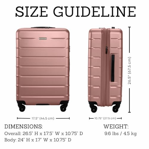 Image of Ricardo Beverly Hills Cambria Hardside Luggage | Stylish Suitcase with Wheels for Effortless Travel, Expandable and Secure TSA-Locked Packing, 24-inch Medium Checked, Rose Champagne