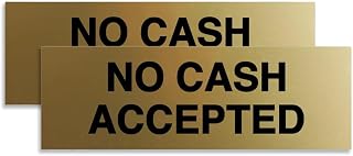 Basic No Cash Accepted Sign (Brushed Gold) - Small 2 Pack