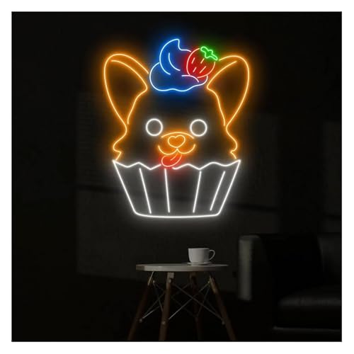 Enseigne au néon Corgi Cupcake cadeau idéal pour ouverture de café et boulangerie