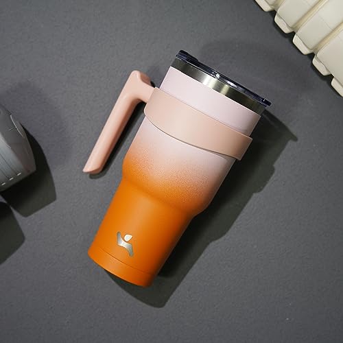Image of Konokyo 40 oz Tumbler with Handle and Straw, Insulated Travel Mug