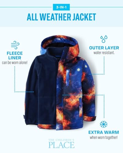Image of The Children's Place Boys Heavy 3 in 1 Winter Jacket, Wind-resistant Water-resistant Shell, Fleece Inner