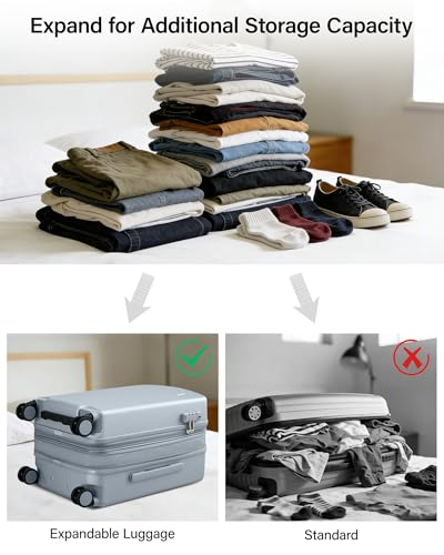 Image of Hanke 20 Inch Expandable Carry On Luggage, Hard Shell with Side Hook