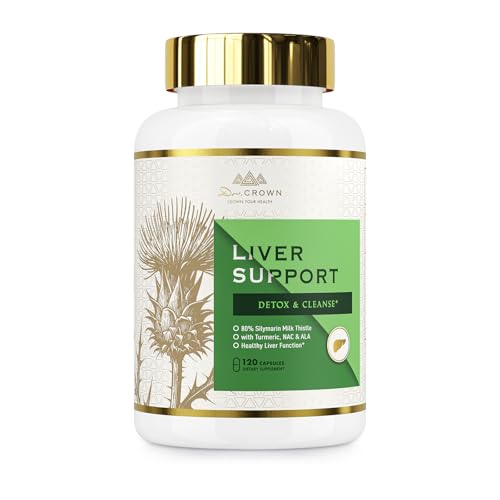 DR. Crown Milk Thistle Supplement for Liver Cleanse Detox & Repair- 80% Silymarin with N-Acetyl Cysteine(NAC) Artichoke Turmeric & Dandelion for Liver & Antioxidant Support Gluten Free Non-GMO
