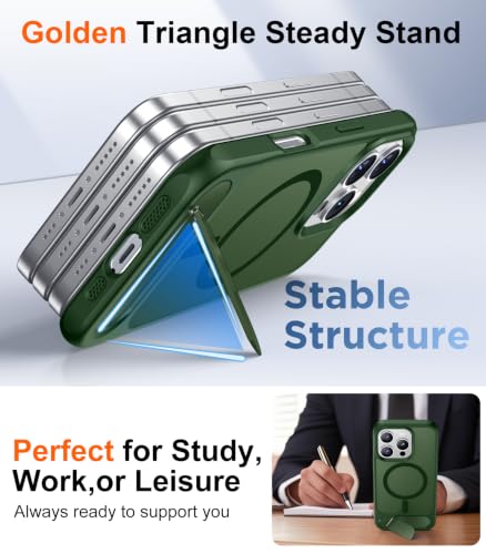 Image of Temdan Magnetic Compatible with iPhone 16 Pro Max Case, [Built-in Invisible Kickstand][Compatible with MagSafe] [Military Grade Shockproof] Slim Translucent Matte Phone Case for iPhone 16 Pro Max 6.9 inch