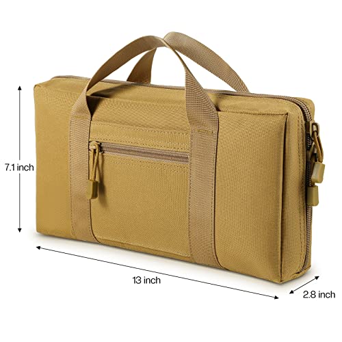 Sowhup Tactical Pistol Case, Padded Handgun Firearm Case Double Shooting Gun Range Duffle Bag With Multiple Magazine Slots For Hunting Shooting Outdoor Activities (Tan( 9 X Mag Slots)) #TOP2