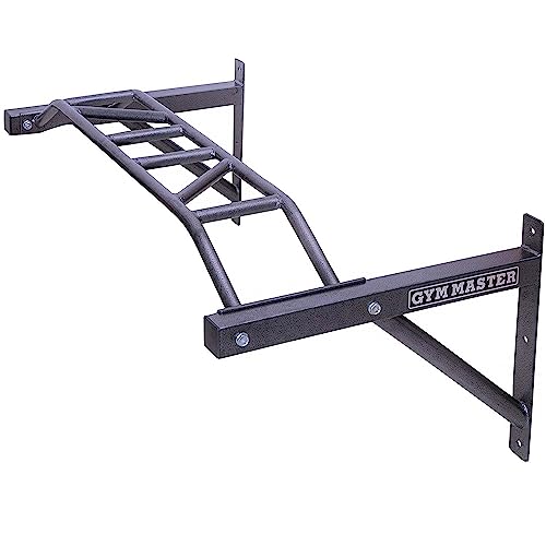 GYM MASTER Heavy Duty Wall Mounted 1.2m Wide Multi Grip Pull Up Bar