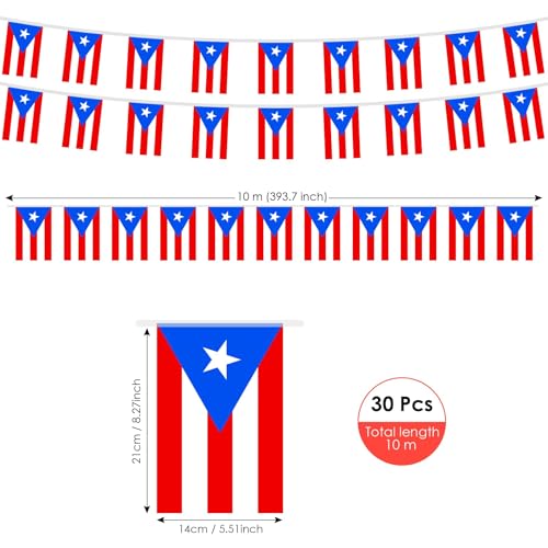 Image of AhfuLife 60 Pcs Puerto Rico String Flags for Party Decorations, Small Puerto Rico Flag Bunting Banner- Double Sided for Football Fan Party Heritage Hispanic Month Decorations (5.5x8.3 Inch -33 Ft)