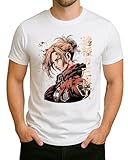 Attack on Titan Motiv - Eren, Mikasa, Armin & epische Titanen-Kelempfen für Fans von Shingeki no Kyojin Style V Herren T-Shirt, Blanco, L