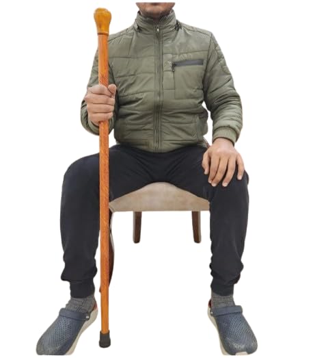 Daksh Creation Store Wooden Walking Stick, Hand-Carved Traditional Design, 90 cm Length-image-12