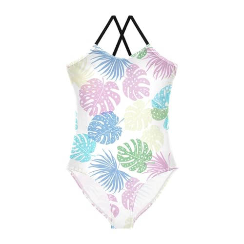 Tropical Leaves Colors Girls One Piece Swimsuit Beach Swimwear 20861975