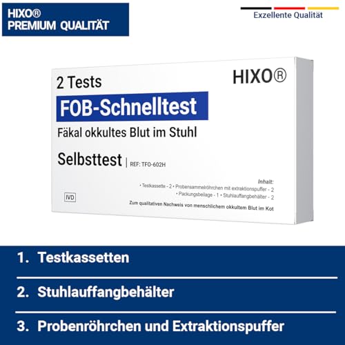 2x Darmkrebs Selbsttest – Stuhltest auf okkultes Blut (FOB-Test) – Früherkennung für Darmgesundheit & Magen-Darm-Probleme – Ergebnis in 5 Minuten – Zuhause durchführbar