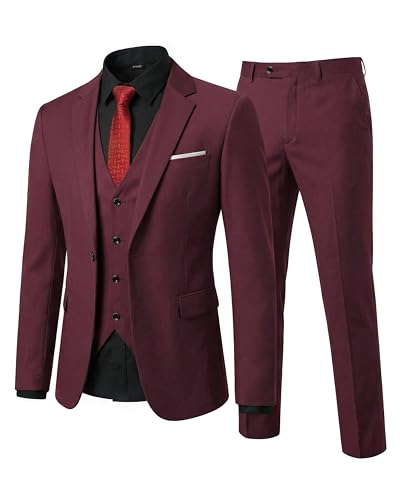 YND Men's Slim Fit 3 Piece Suit Set