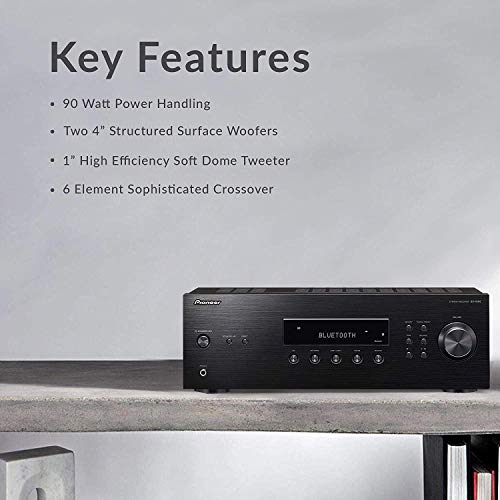 Pioneer Receptor estéreo de áudio doméstico SX-10AE com tecnologia sem fio Bluetooth - Preto