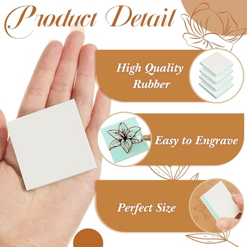 Image of Frienda 1 Pcs 2 inch x 2 inch Rubber Carving Blocks Linoleum Blocks for Printmaking, Stamp Making, DIY Crafting, Scrapbook, Painting, Soft and Easy to Carve (White Green)