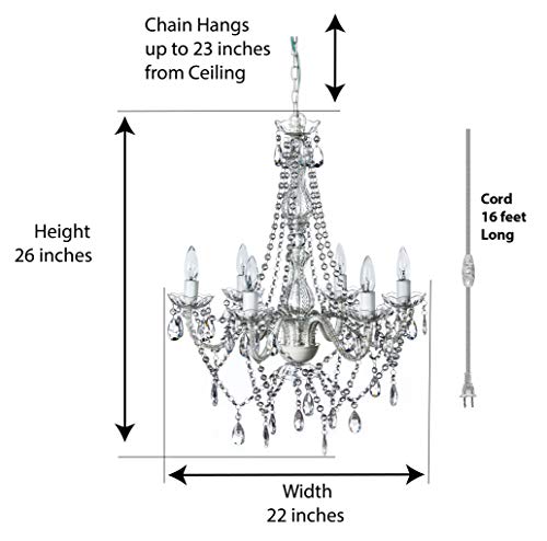 Image of The Original Gypsy 6-Light Plug-in Crystal Swag Chandelier, White