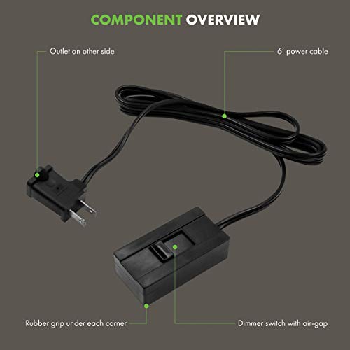 Topgreener Table-Top Plug In Dimmer For Table Or Floor Lamps, Slide Control, Works With 360 Watt Incandescent/Halogen And 150 Watt Dimmable Cfl/Led, Off At Lowest Dim, 6Ft Cord, Tgttdl300-Bk, Black #TOP1