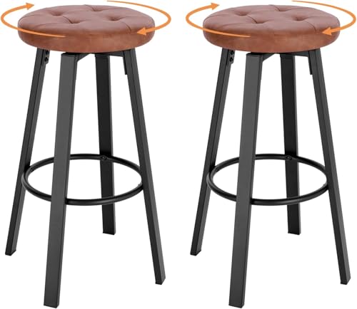 WOLTU Barhocker 2er Set, mit drehbarem Sitz Φ 35,5 cm, gepolsterer Hocker...