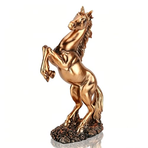 Cyrank Sculpture De Cheval, Statue De Jardin De Cheval Debout, Statue De Cheval en Résine, Figurines d'art Abstrait, Ornements pour La Décoration De La...
