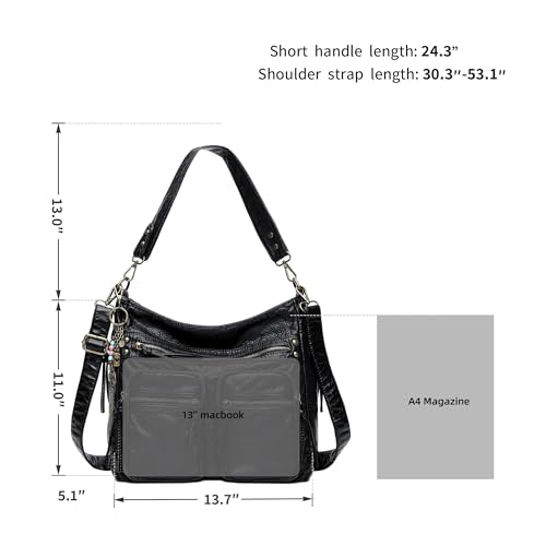 Image of Worldlyda Crossbody Bags for Women Large Tote Soft Leather Purses Washed Y2K Hobo Vintage Handbag Shoulder City Bag