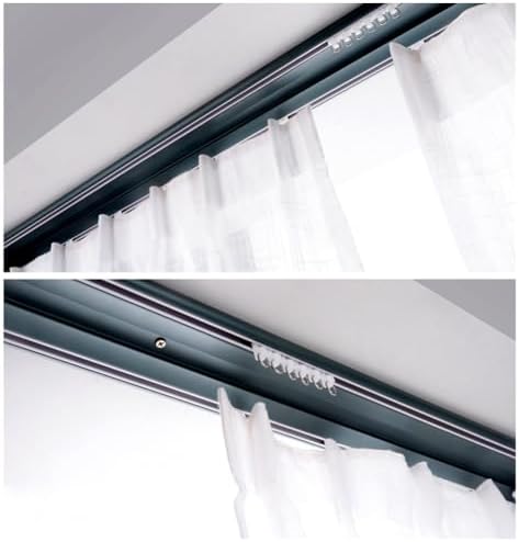 Adjustable Double Curtain Track for Room Divider - Ceiling Mount, 120-500cm, Durable Carbonized Finish, Ideal for Bedroom & Office Décor