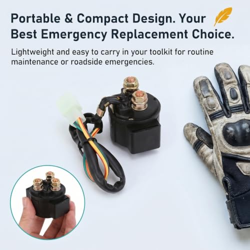 Relé Solenoide de Arranque para Motocicleta, Resistente a Sismos, Antidesprendimiento, Relé Motor 12V, Resistente al Agua y al Calor, Universal para Motocicletas, Karts y Scooters (Negro) miniatura 6