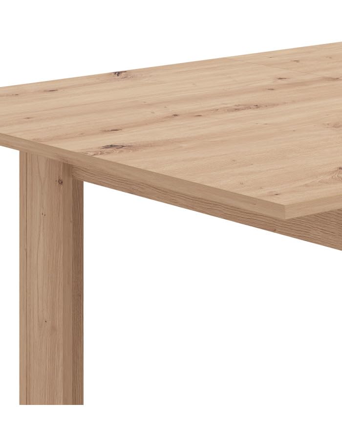 Home Heavenly® Mesa de Comedor Extensible Nerea – Laminado Resistente – Extensión Central de 120 a 160 cm – Diseño Moderno y Fácil de Limpiar – 120/160x80x76 cm – Mesa Rectangular Color Roble Artisan