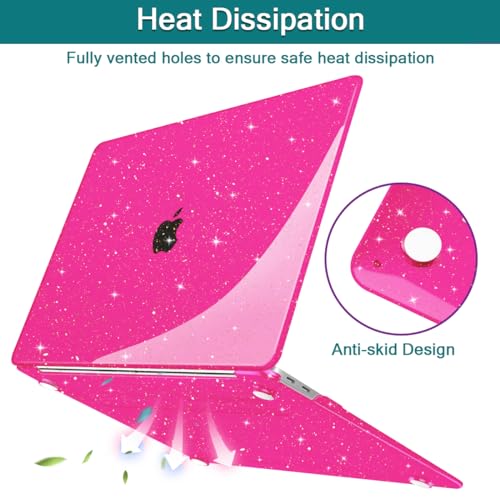 Funda MacBook Air 13 rosa purpurina compatible con M1 A2337 6