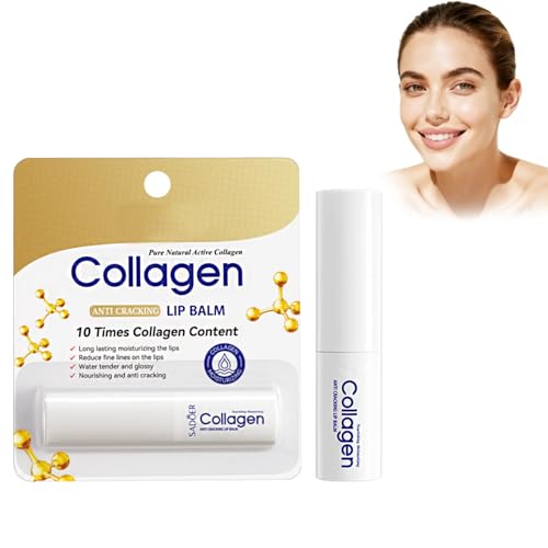 Virecose Baume à Lèvres Collagène, Soin Nourrit Hydrate et Protège les Lèvres, Lip Balm Stick à Lèvres Nourrissant