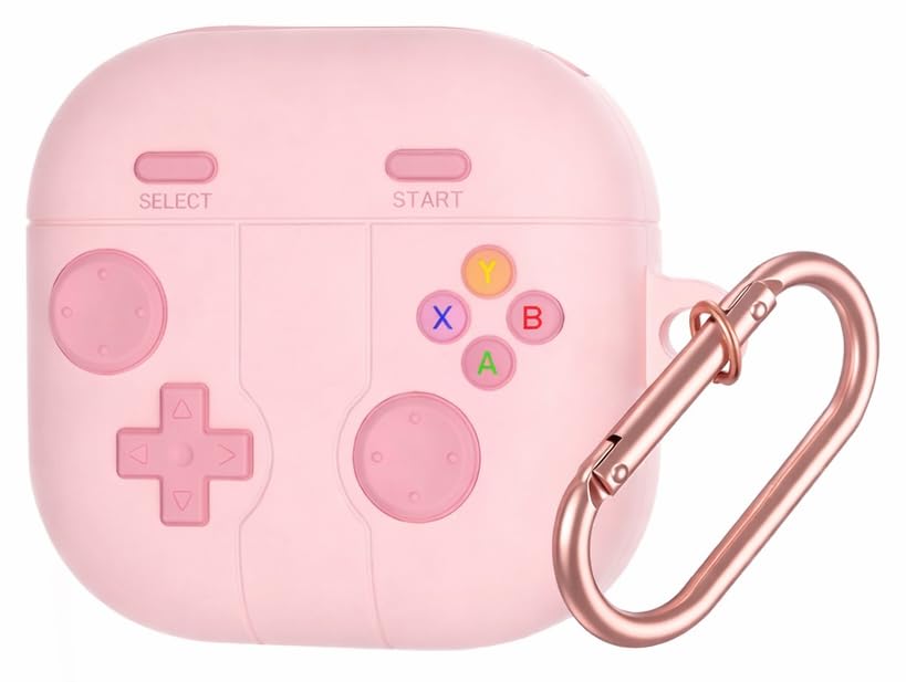 Image of Retro Game Console Case Cover for Samsung Galaxy Buds 4 and 4 Pro with Carabiner (Pink, Game Console)