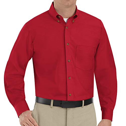 Red Kap Men's Poplin Dress Shirt, Medium/Short Red