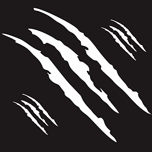 Image of Car Decals Claw Mark Stickers to Cover Hood Headlights Scratches, Modified Cars /Vans /SUVs /Trucks, Pack of 3 (White)
