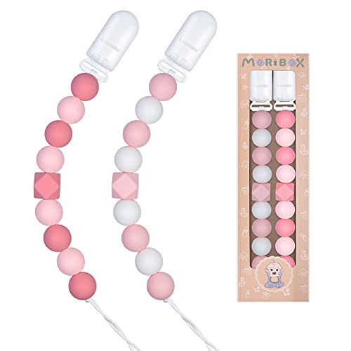 Image of Pacifier Clips for Baby Boys Girls Paci Clip Holder Birthday Gift 2 Pack (Pink)