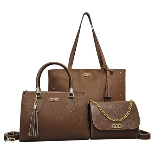 Kit Bolsa Sacola Grande + Transversal Média +Tira Colo Pequena (Caramelo)