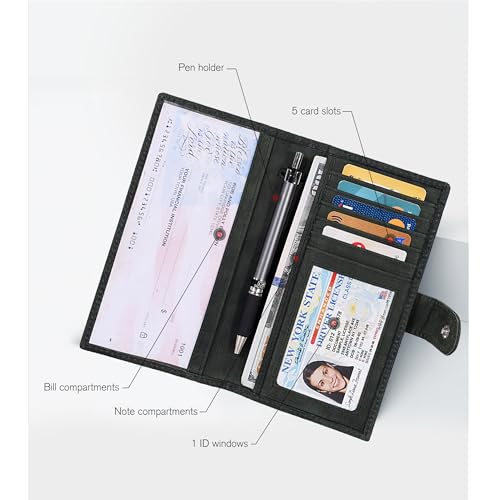Image of Oak Leathers Checkbook Cover Slim Minimalist For Men with RFID Blocking Credit Card Holder Wallet (Vintage Flower Green)