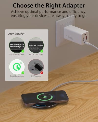 Tozo W1021 2024 Upgraded Wireless Charger 15W Max Fast Wireless Charging Pad Compatible thumb #4