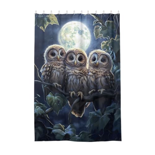ODAWA Flower Fabric Shower Curtain Bathroom Long Cute Owls Floral Bathroom Decor Washable Standard B
