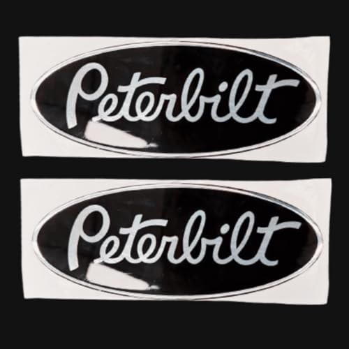 Semi Truck Grill and Hood Emblem Logo Sticker for Peterbilt Black Color 1 Pair