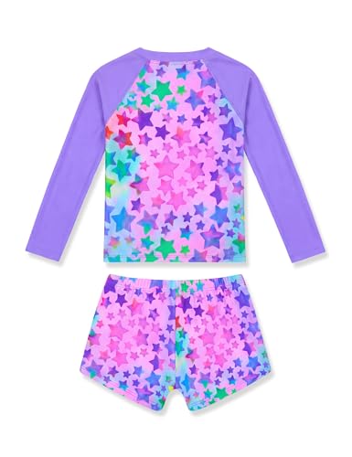 Image of Girls Rash Guard Swimsuit Two Piece Long Sleeve Bathing Suits