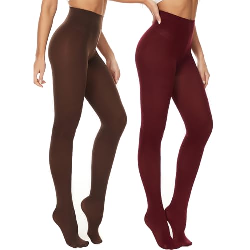 Image of DUCMODA Womens 80 Denier Opaque Tights, Women's Soft Solid Color Footed Pantyhose, High Waist Stocking with 30+ Colors