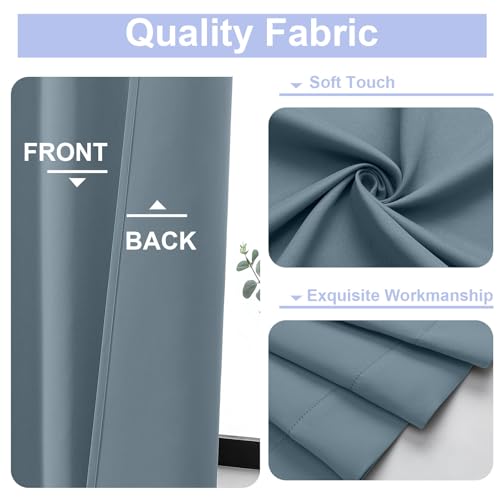 Simplebrand Ava Stone Blue Blackout Curtains for Bedroom 96 Inches Long 2 Panels, Thermal Insulated, Energy Saving Living Room Window Treatment Curtains Blackout Drapes, W50 x L96 Inch, Stone Blue