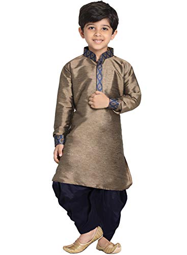 Image of VASTRAMAY JBN Creation Boys' Silk Blend Kurta and Dhoti Pant Set