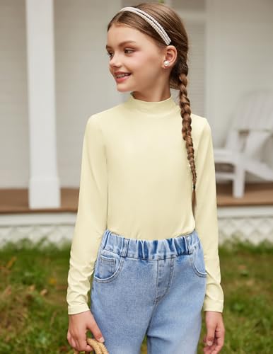 Image of Arshiner Girls Long Sleeve Mock Turtleneck Shirts Slim Fit Base Layer Top