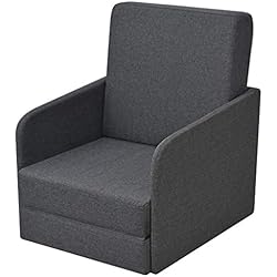 Tidyard Sillón Convertible en Cama Tela 59,5x72x72,5 cm Gris Oscuro