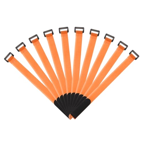 MECCANIXITY Fastening Hook and Loop Cable Tie 12 Inch x 13/16 Inch Reusable with Buckle Adjustable Multi-Purpose Wire Strap for Cord Management Orange, Pack of 10