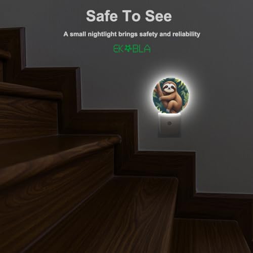 Image of EKOBLA Sloth Night Light, Adorable Jungle Animal Night Lights Plug Into Wall with Auto Sensor for Bedroom, Bathroom and Kitchen